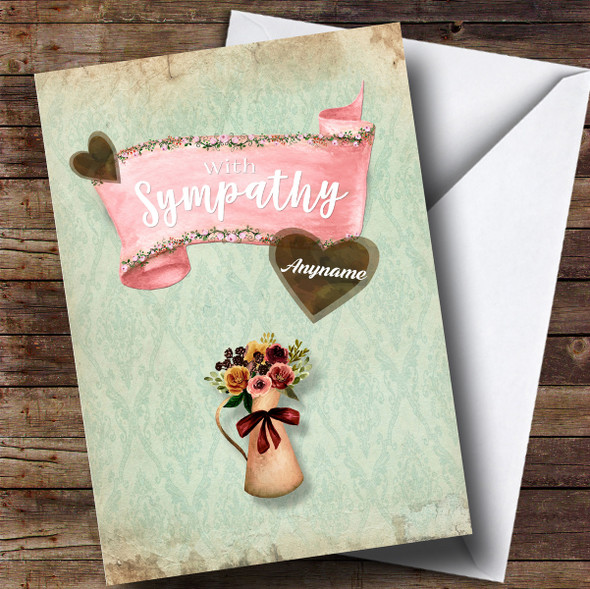 Personalised Vintage Scroll & Vase Sympathy Sympathy Card