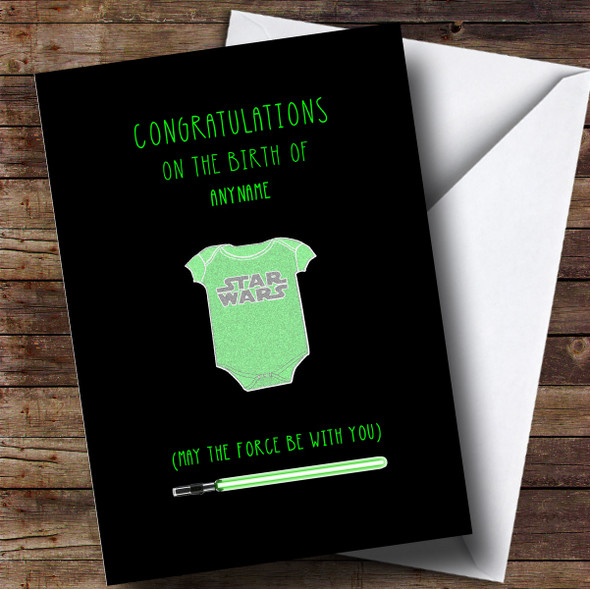 Personalised Star wars May The Force Be With You New Baby Card