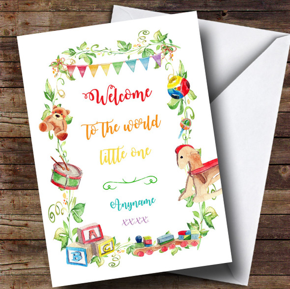 Personalised Welcome To The World Classic New Baby Card