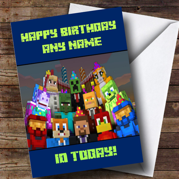 Personalised Minecraft Party Characters Children's Birthday Card