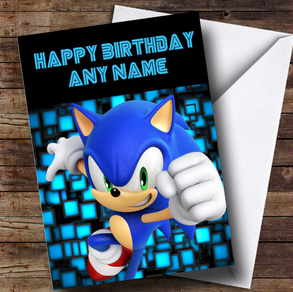 Personalised Black Sonic The Hedgehog Children's Birthday Card