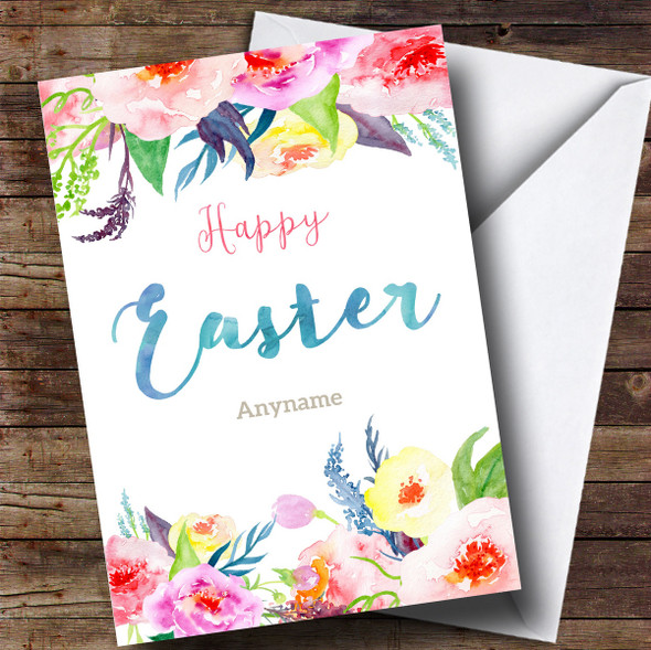 Personalised Floral Border Watercolour Easter Card