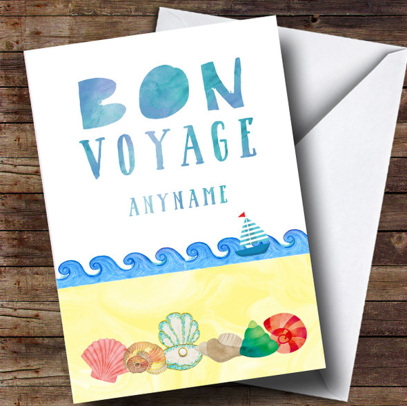 Personalised Bon Voyage Beach Sign Bon Voyage Travel Card