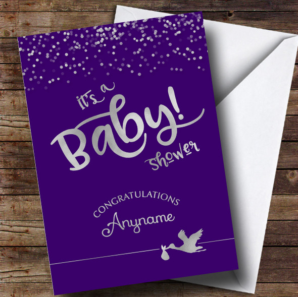 Personalised Sparkly Its A Baby Baby Shower Card