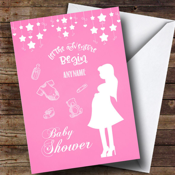 Personalised Stars Pink Baby Shower Card