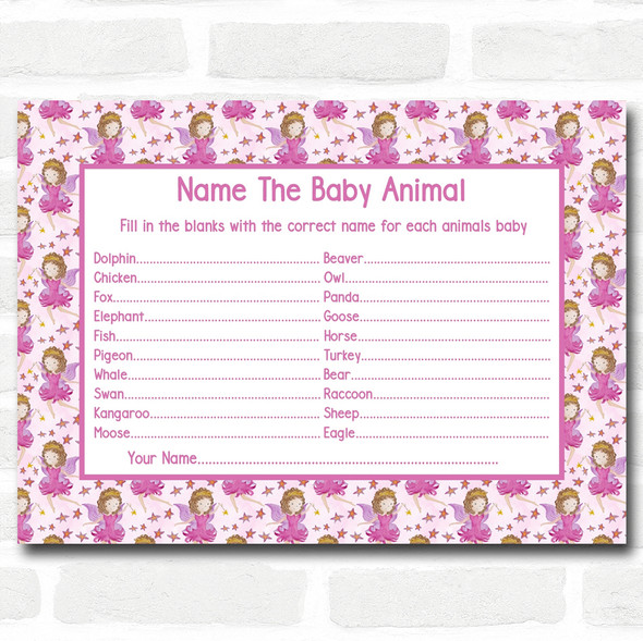 Girl Fairy Baby Shower Games Baby Animal Cards