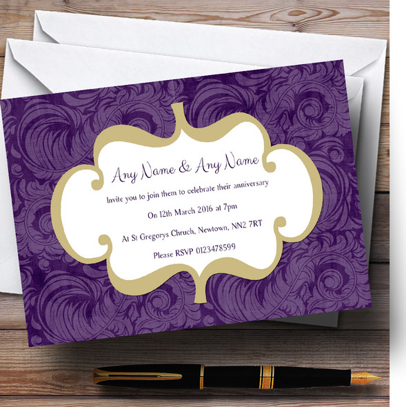 Purples Vintage Classical Personalised Anniversary Party Invitations