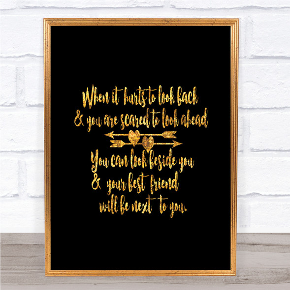 Looking Ahead Quote Print Black & Gold Wall Art Picture