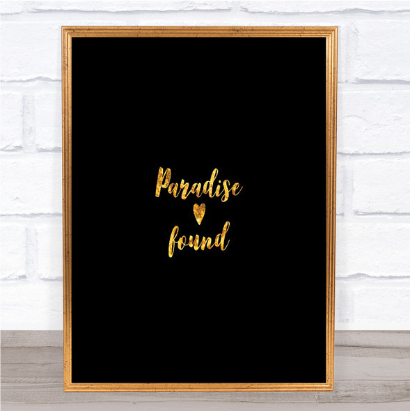 Paradise Quote Print Black & Gold Wall Art Picture
