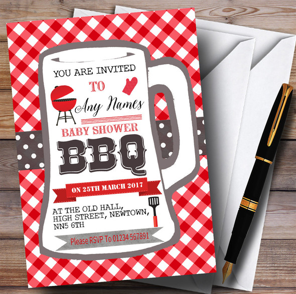 Pint Glass BBQ Invitations Baby Shower Invitations