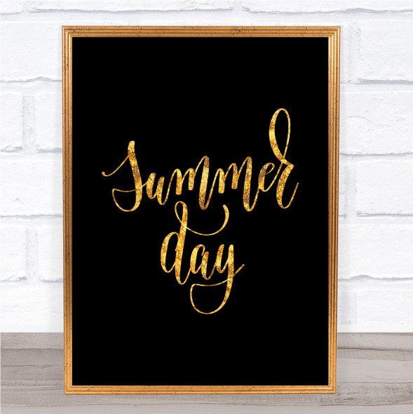 Summer Day Quote Print Black & Gold Wall Art Picture