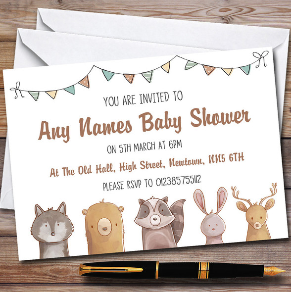 Forest Woodland Animals Invitations Baby Shower Invitations