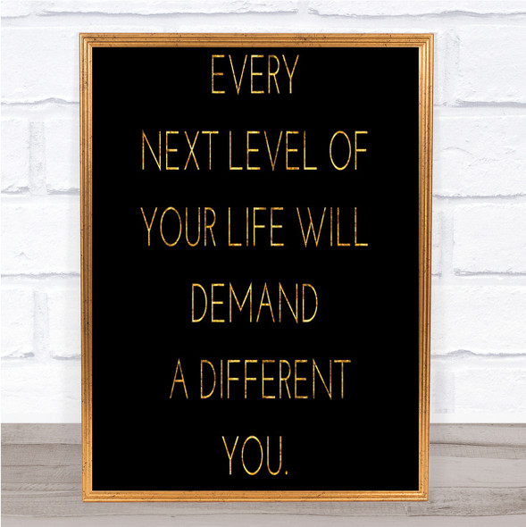 Demand A Different You Quote Print Black & Gold Wall Art Picture