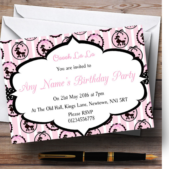 Pink Paris Poodle Paris Chic Birthday Party Personalised Invitations