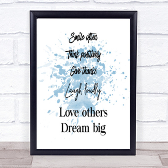 Laugh Loudly Inspirational Quote Print Blue Watercolour Poster