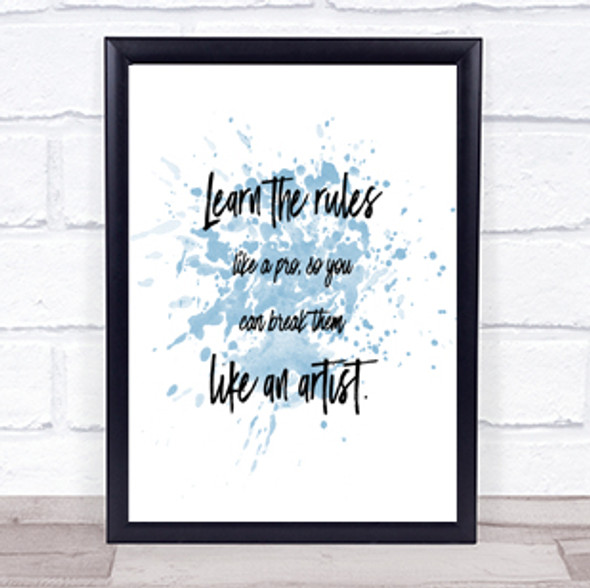 Like A Pro Inspirational Quote Print Blue Watercolour Poster