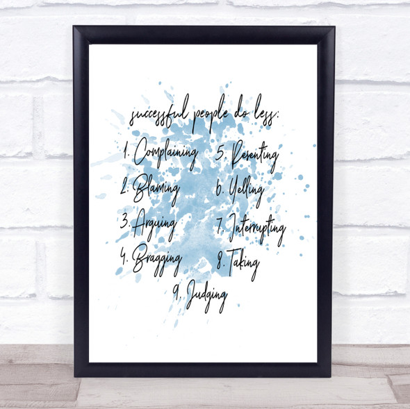 Successful People Inspirational Quote Print Blue Watercolour Poster