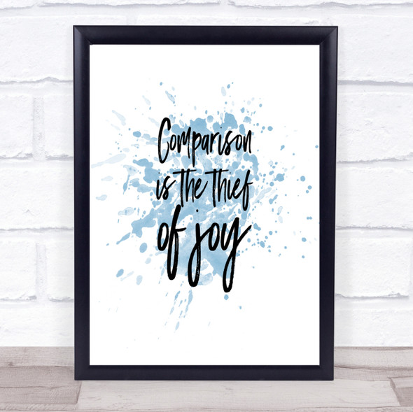 Thief Of Joy Inspirational Quote Print Blue Watercolour Poster