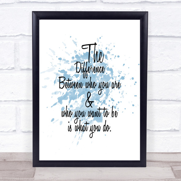 Who You Are Inspirational Quote Print Blue Watercolour Poster