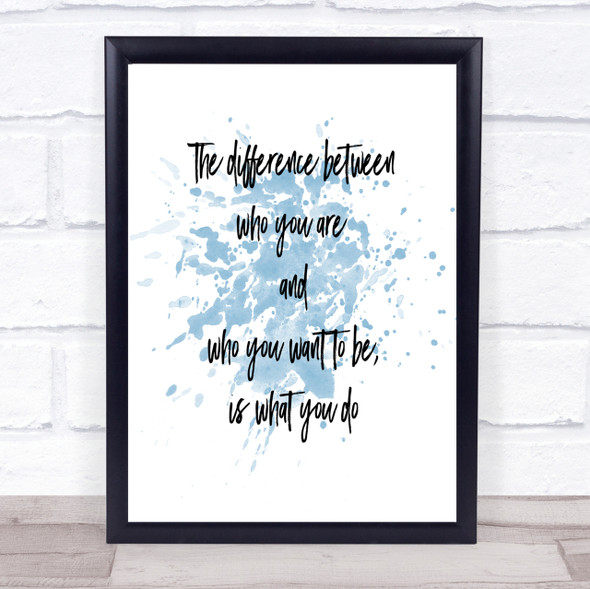 Who You Want To Be Inspirational Quote Print Blue Watercolour Poster