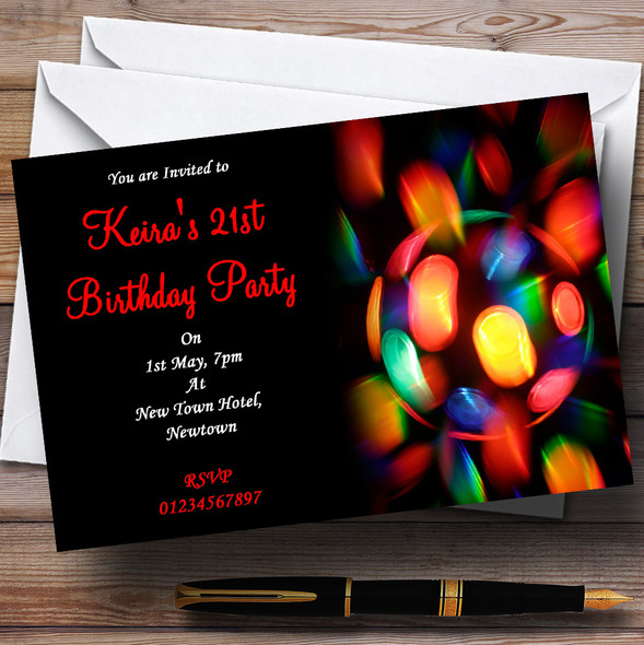 Disco Lights Personalised Party Invitations