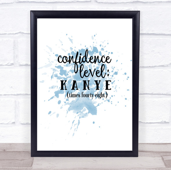 Confidence Level Inspirational Quote Print Blue Watercolour Poster