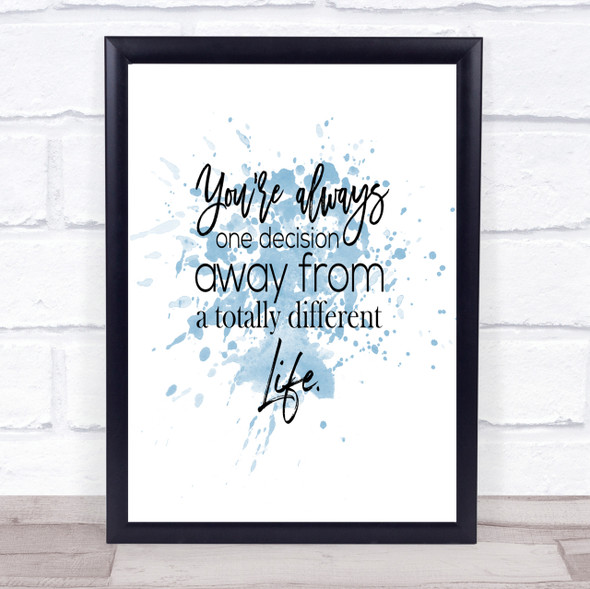 Different Life Inspirational Quote Print Blue Watercolour Poster
