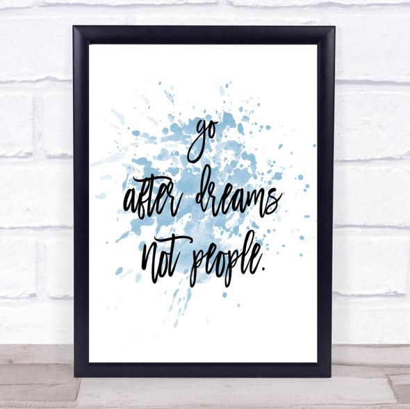 Go After Dreams Inspirational Quote Print Blue Watercolour Poster
