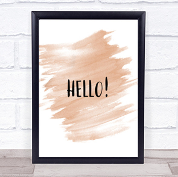 Hello Quote Print Watercolour Wall Art