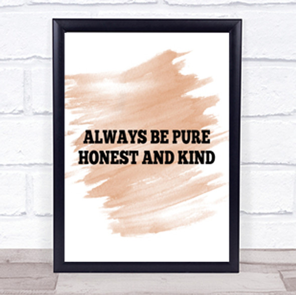 Honest And Kind Quote Print Watercolour Wall Art