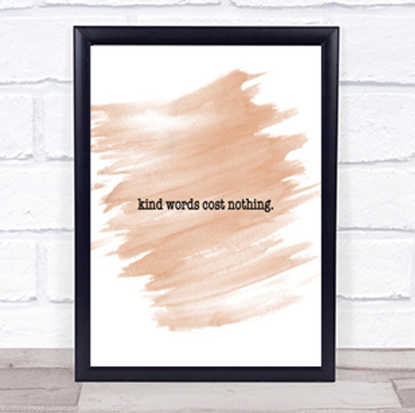 Kind Words Quote Print Watercolour Wall Art