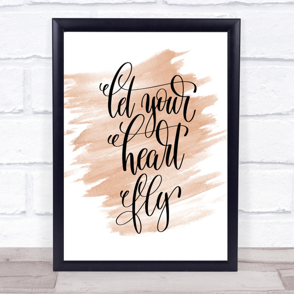 Let Your Heart Fly Quote Print Watercolour Wall Art