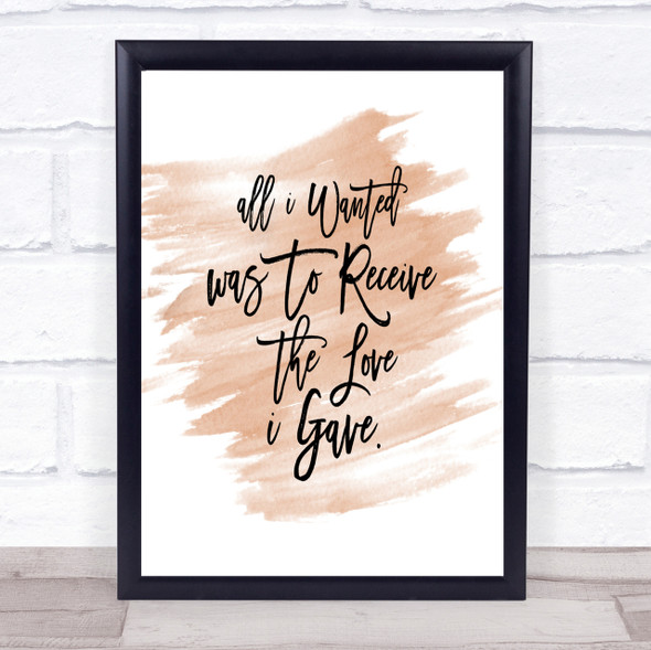Love I Gave Quote Print Watercolour Wall Art