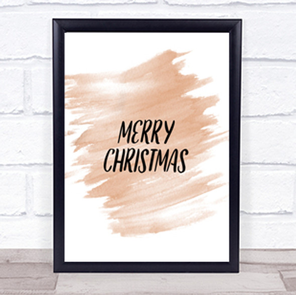 Merry Christmas Quote Print Watercolour Wall Art