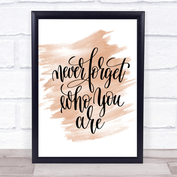Never Forget Who You Are Quote Print Watercolour Wall Art