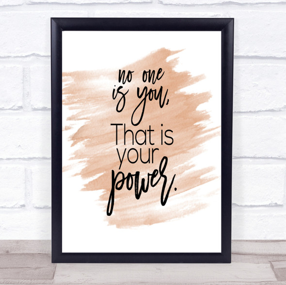 No One Is You Quote Print Watercolour Wall Art