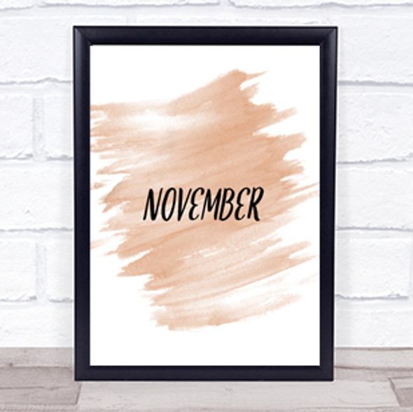 November Quote Print Watercolour Wall Art