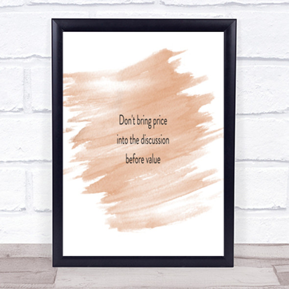 Price Before Value Quote Print Watercolour Wall Art