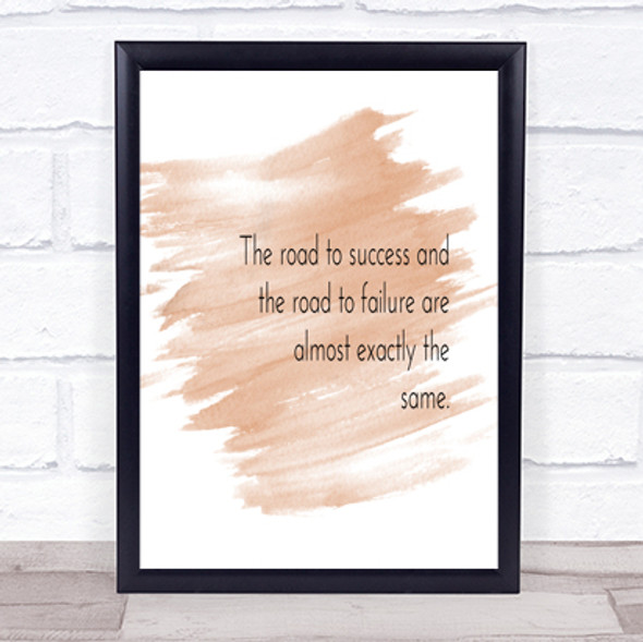 Road To Success Quote Print Watercolour Wall Art