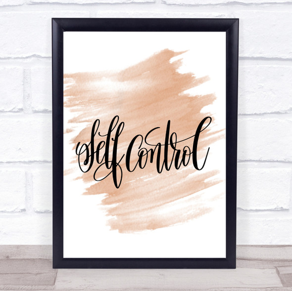 Self Control Quote Print Watercolour Wall Art