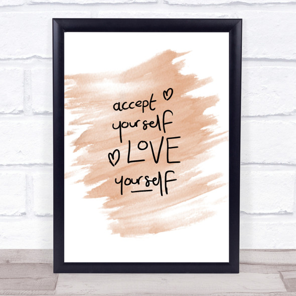 Accept Yourself Quote Print Watercolour Wall Art