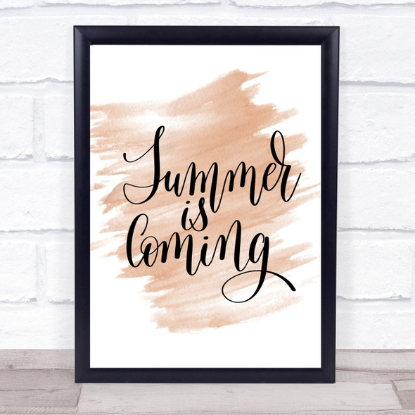 Summer Is Coming Quote Print Watercolour Wall Art