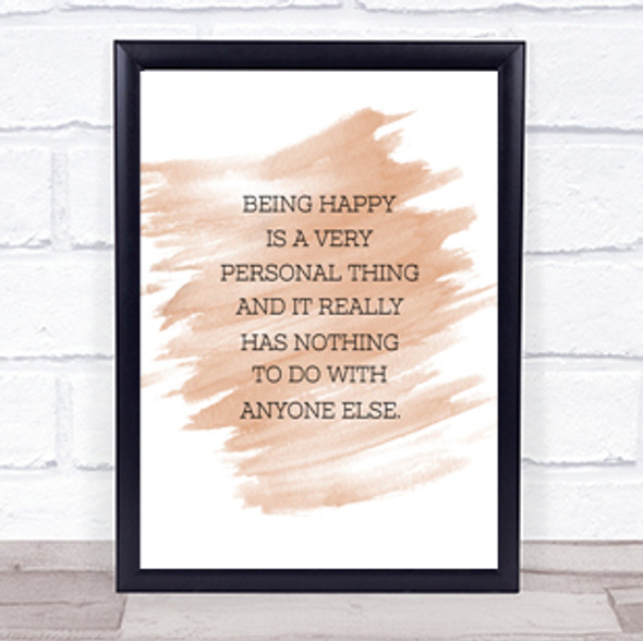 Being Happy Quote Print Watercolour Wall Art