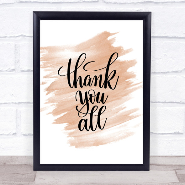 Thank You All Quote Print Watercolour Wall Art