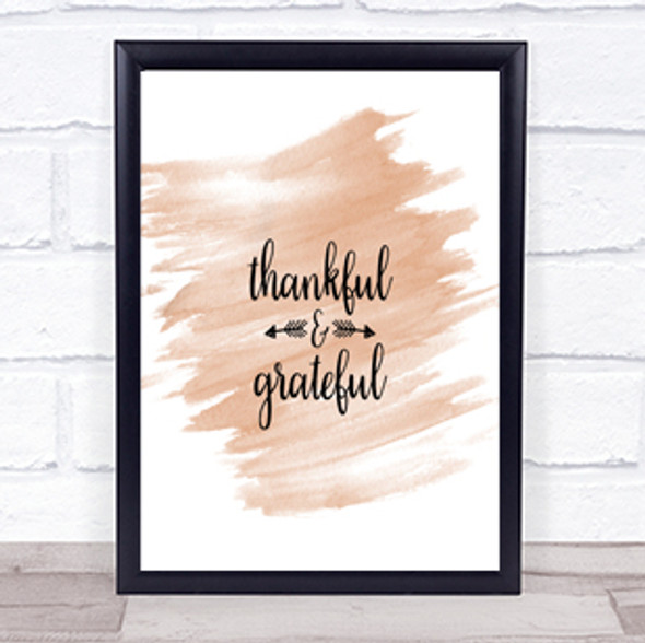 Thankful Quote Print Watercolour Wall Art