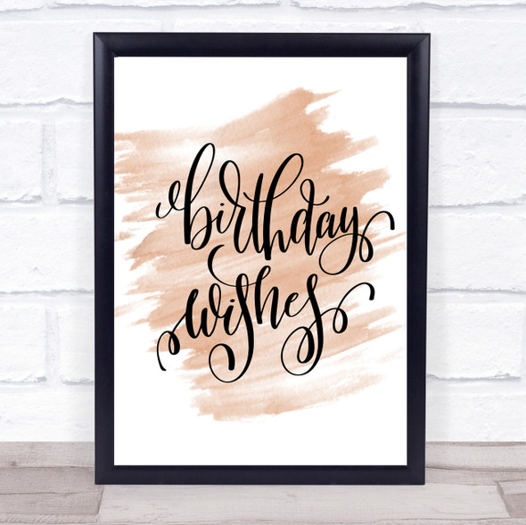 Birthday Wishes Quote Print Watercolour Wall Art