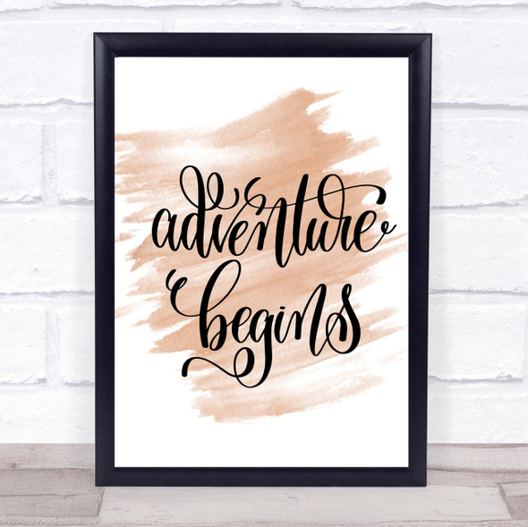 Adventure Begins Swirl Quote Print Watercolour Wall Art