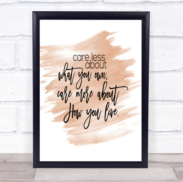 Care Less Quote Print Watercolour Wall Art