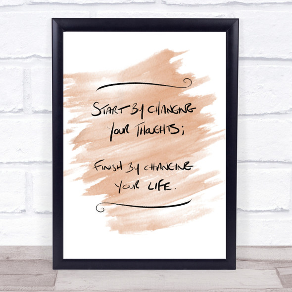 Change Thoughts Quote Print Watercolour Wall Art