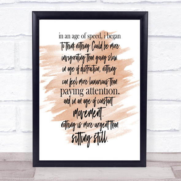 Age Of Speed Quote Print Watercolour Wall Art